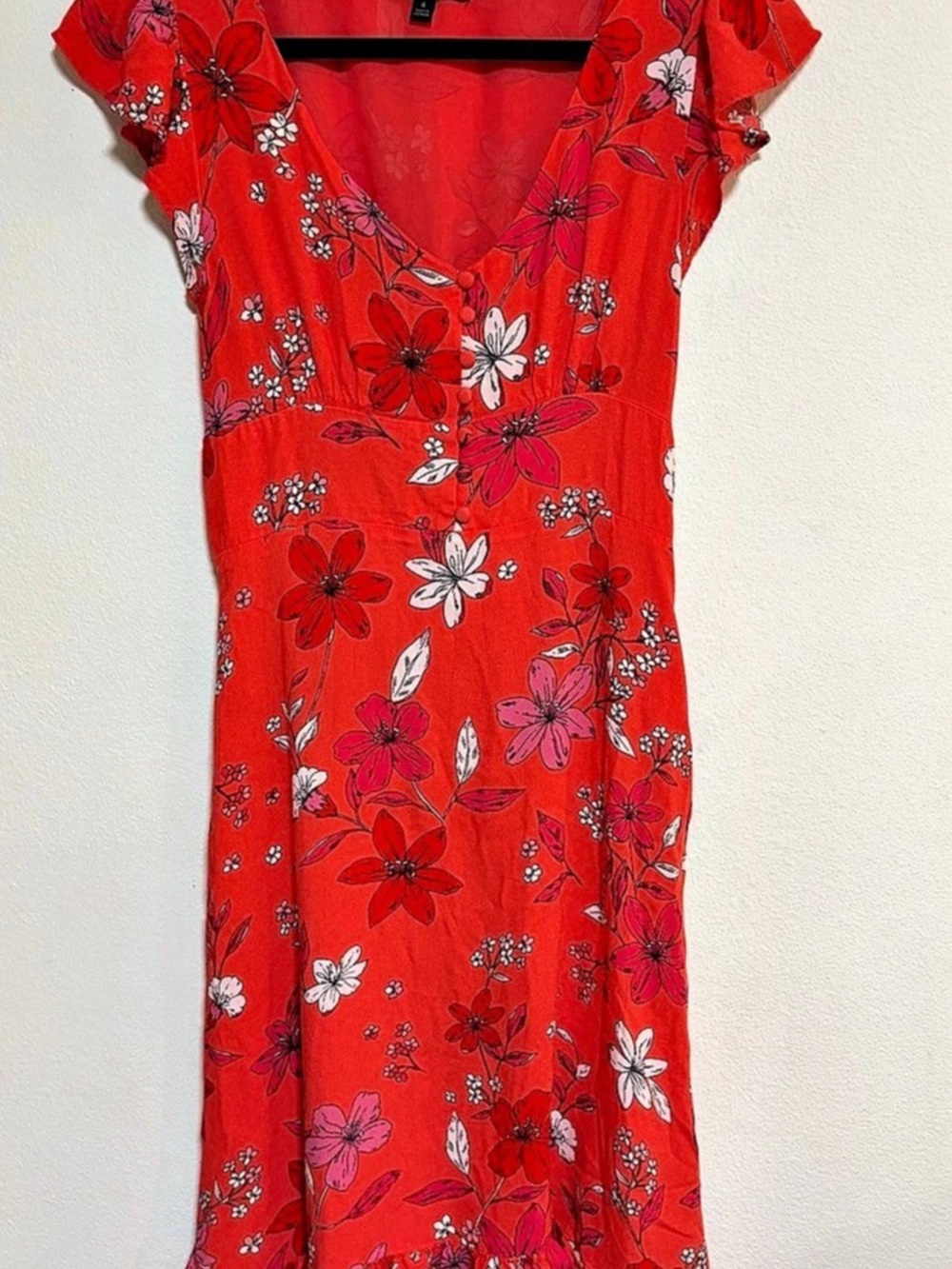 Banana Republic Floral Midi Dress in Red Size 6 Like New